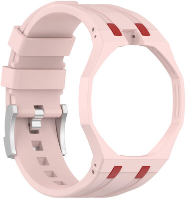 Szilikon óraszíj Ricardo Pinzolo (kompatibilis Swatch Royal Pop), Pink, tokkal, korona 12 óránál