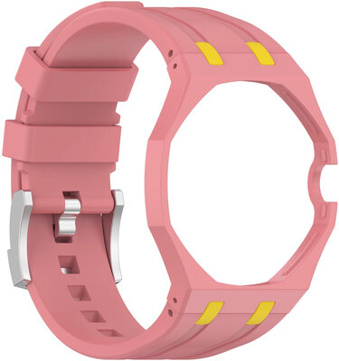 Szilikon óraszíj Ricardo Pinzolo (kompatibilis Swatch Royal Pop), Pink, tokkal, korona 3 óránál