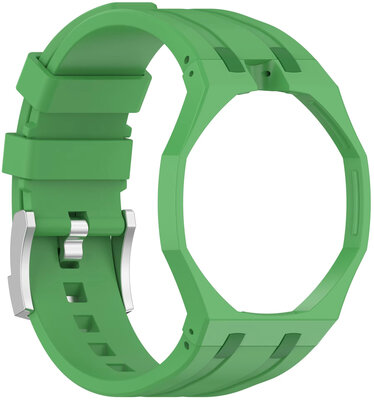 Szilikon óraszíj Ricardo Pinzolo (kompatibilis Swatch Royal Pop), Green, tokkal, korona 12 óránál