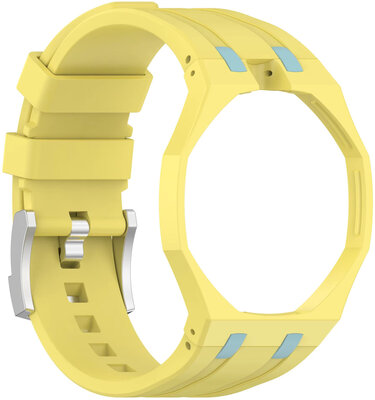 Szilikon óraszíj Ricardo Pinzolo (kompatibilis Swatch Royal Pop), Yellow, tokkal, korona 12 óránál