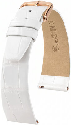 Bőr óraszíj Hirsch Prestige L 02207000-7, fehér, aligátorbőr, hossz L, Quick Release