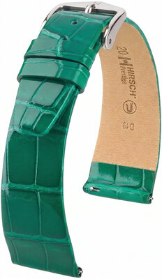 Bőr óraszíj Hirsch Prestige L 02207040-2, zöld, aligátorbőr, hossz L, Quick Release