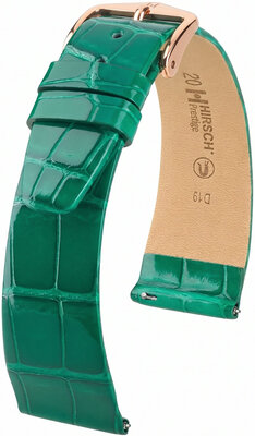 Bőr óraszíj Hirsch Prestige L 02207040-7, zöld, aligátorbőr, hossz L, Quick Release