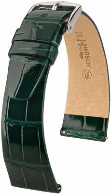 Bőr óraszíj Hirsch Prestige L 02207041-2, zöld, aligátorbőr, hossz L, Quick Release
