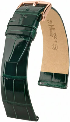 Bőr óraszíj Hirsch Prestige L 02207041-7, zöld, aligátorbőr, hossz L, Quick Release