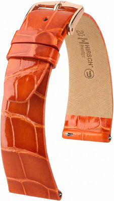 Bőr óraszíj Hirsch Prestige L 02207077-7, narancssárga, aligátorbőr, hossz L, Quick Release