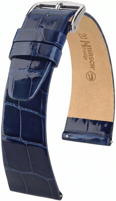 Bőr óraszíj Hirsch Prestige L 02207080-2, kék, aligátorbőr, hossz L, Quick Release