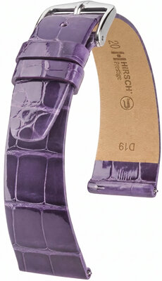 Bőr óraszíj Hirsch Prestige L 02207084-2, lila, aligátorbőr, hossz L, Quick Release
