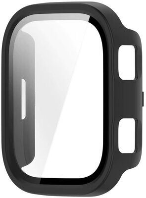 Védő tok (pro Amazfit Bip Max), műanyag, fekete + üveg