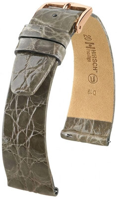 bőr óraszíj Hirsch Prestige L 02208030-7, szürke, krokodilbőr, hossz L, Quick Release
