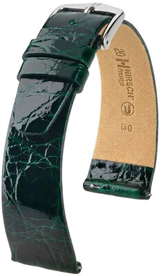 bőr óraszíj Hirsch Prestige L 02208040-2, zöld, krokodilbőr, hossz L, Quick Release