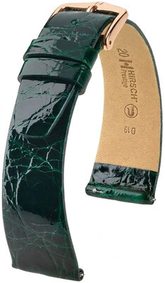 bőr óraszíj Hirsch Prestige L 02208040-7, zöld, krokodilbőr, hossz L, Quick Release
