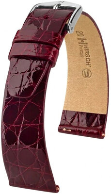 bőr óraszíj Hirsch Prestige L 02208060-2, piros, krokodilbőr, hossz L, Quick Release