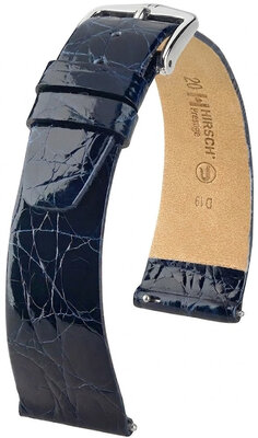 Bőr óraszíj Hirsch Prestige L 02208080-2, kék, krokodilbőr, hossz L, Quick Release