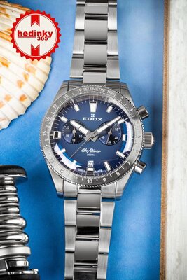 Edox SkyDiver Chronograph Quartz 10116-3-buidn Limited Edition 1000db ( + tartalék szíj )