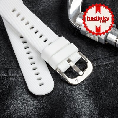 Szilikon óraszíj Ricardo 18mm (kompatibilis Garmin Venu 2S, Vívoactive 4S, Forerunner 265S, Venu 3S stb.), fehér V1, Quick Release